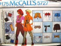 5727 MCCALLS BELTS 24- 30'',MINI PURSE, LIGHTER CASE, LEG WARMERS PATTERN